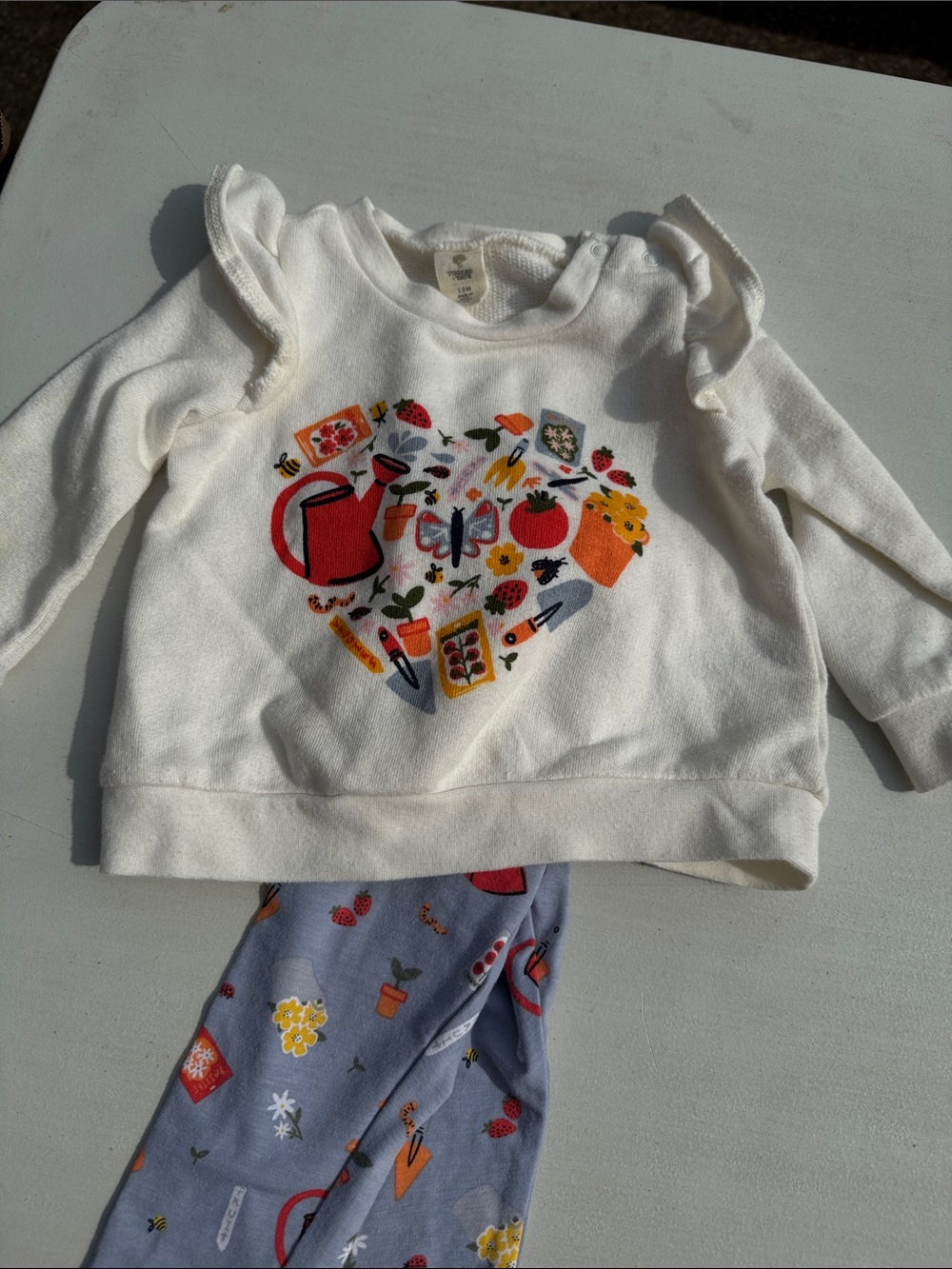 Tucker & Tate Cream Sweater & Lavender Garden Print Leggings Set